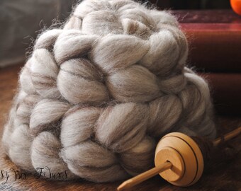 Blue Face Leicester Natural Wool Roving Combed Top Spinning or Felting Fiber Humbug Blended Top - 4 oz