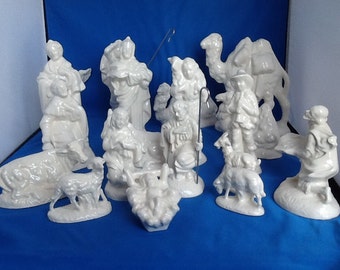 Christmas / Nativity Set / Ceramic / Holiday Decor / White Gloss Glaze / CIJ / Handmade / Gift for Her / Local Pick Up Available