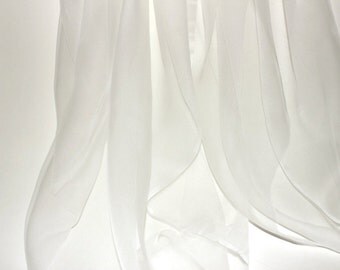 45" WIDE 3mm White Silk Gauze Fabric - Sold by the Yard - Sheer Chiffon Silk - for Nuno Felting Pure White Chiffon