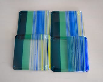 Shades of Atlantis Fused Glass Coasters