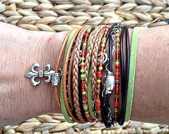 Multistrand Wrap Bracelet - Coachella 2017 - Customizable - Desert Dreamer - Modern Rustic Wrap Bracelet - Infinity Wrap - Choose ONE Charm