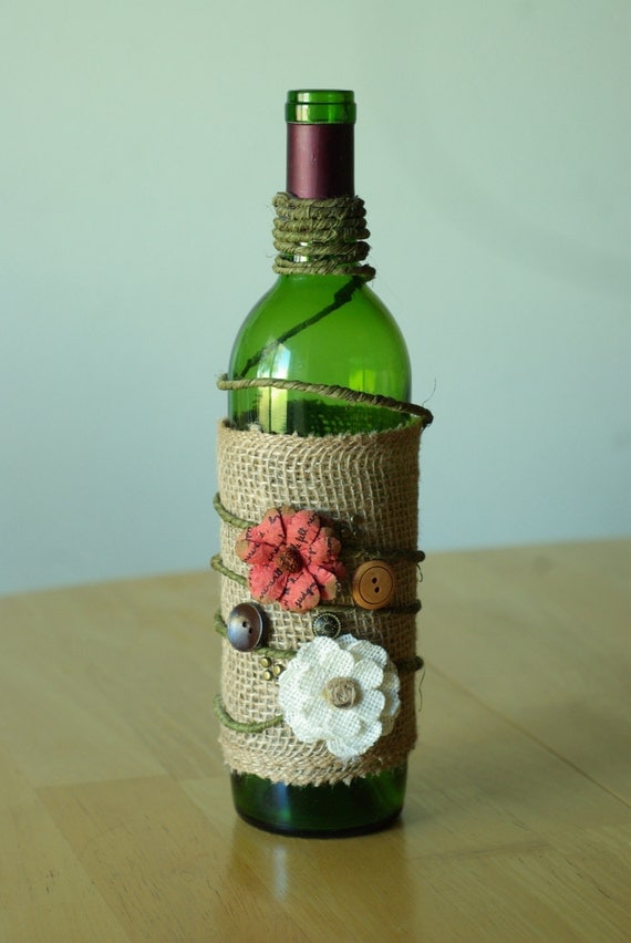 burlap wine bottle