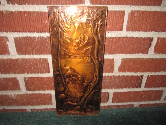 Vintage Beautiful Copper Relief Wall Art Plaque Of By Funoldstuff