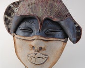 ceramic mask sculpture art clay face fine art wall decor