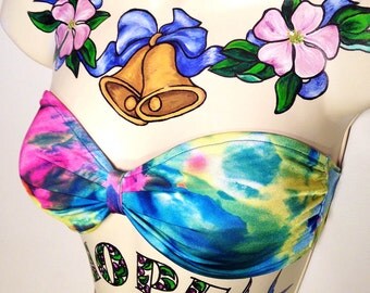 Tie Dye Strapless Swim Suit Top