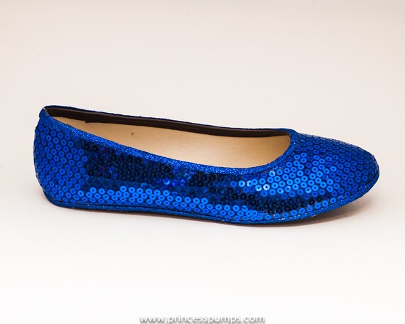 Sequin Royal Blue Custom Ballet Flats Slippers by princesspumps
