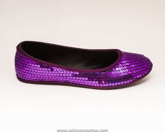 Sequin Grape Purple Slipper Ballet Flats Sparkle by princesspumps