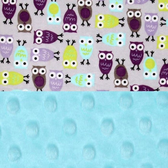 Owl Baby Blanket, Baby Girl Minky Baby Blanket, Lavender Gray Personalized Baby Blanket, Name Baby Blanket, Baby Shower Gift, Kids Blanket