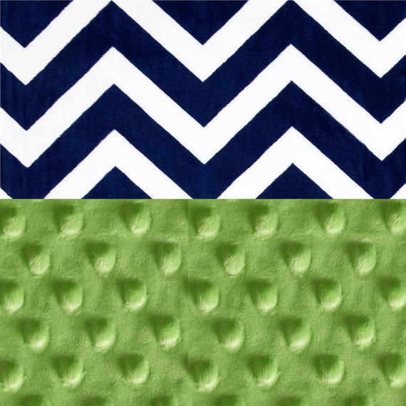 Personalized Baby Blanket - Minky Baby Blanket Boy, Bright Green Navy Chevron Baby Blanket // Baby Shower Gift // Name Baby Blanket