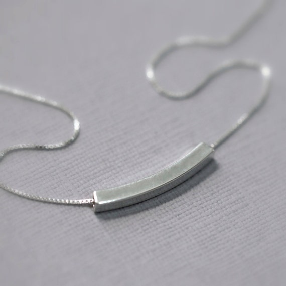 Sterling Silver Tube Bar Necklace Sterling by alexandreasjewels