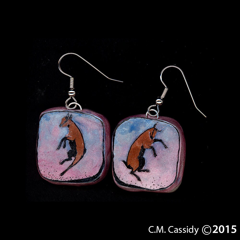 Dairy Goat Jewelry Ober Babies Earrings. Original Ink Drawing