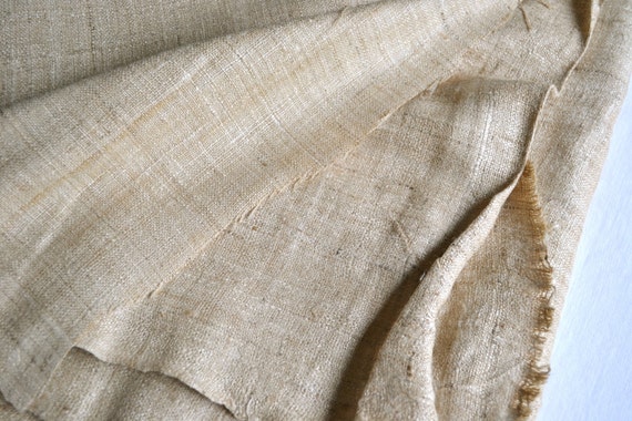 Vintage Fabric Raw Silk in Tan By the Yard by pumpkintruck