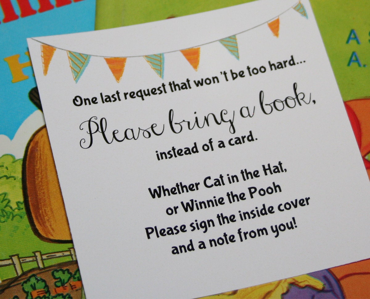 Bring A Book Instead of a Card Sign Baby Invitations Gender