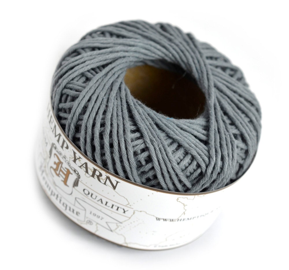 Grey Hemp Yarn Hemp Cotton Yarn Knitting Yarn by HempBeadery