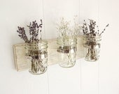 mason jar shabby chic wood wall organizer vintage white -or- you choose the color