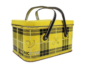 Vintage Tin Picnic Basket - Picnic Ryte, Nesco