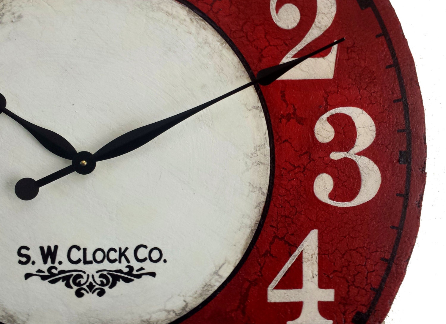 24 inch Devonshire Large Wall Clock Antique Style Red Cream