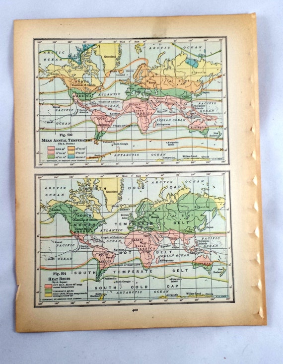 Items similar to Vintage World Map. Antique Map of The World. 1925 ...