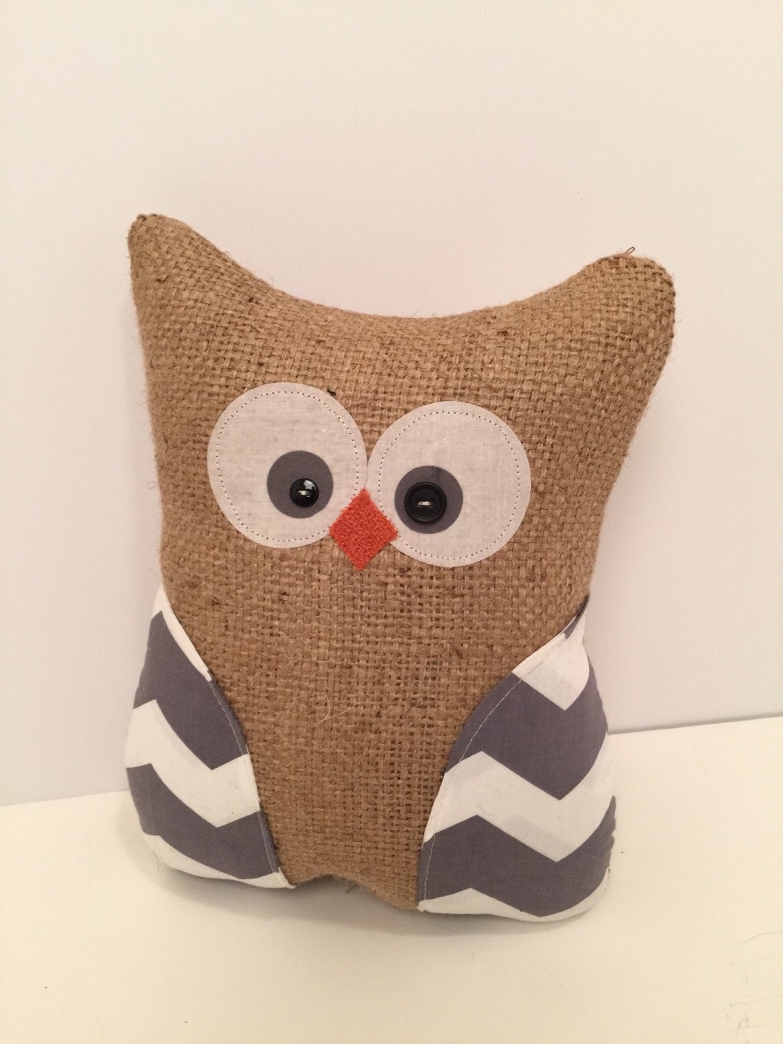 Handmade owl pillow burlap owl stuffed owl by thelittlegreenbean