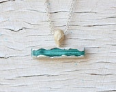 Blue Green Tourmaline Gold Silver Necklace Ocean Water Magical Beach - Mermaid Wand