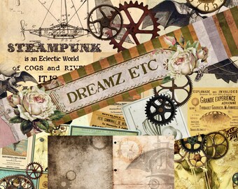 Digital Paper - Digital Kit "STEAMPUNK CHRONICLES Part 2" - Great for Scrapbooking, Journals, Card Making and Mixed Media Projects