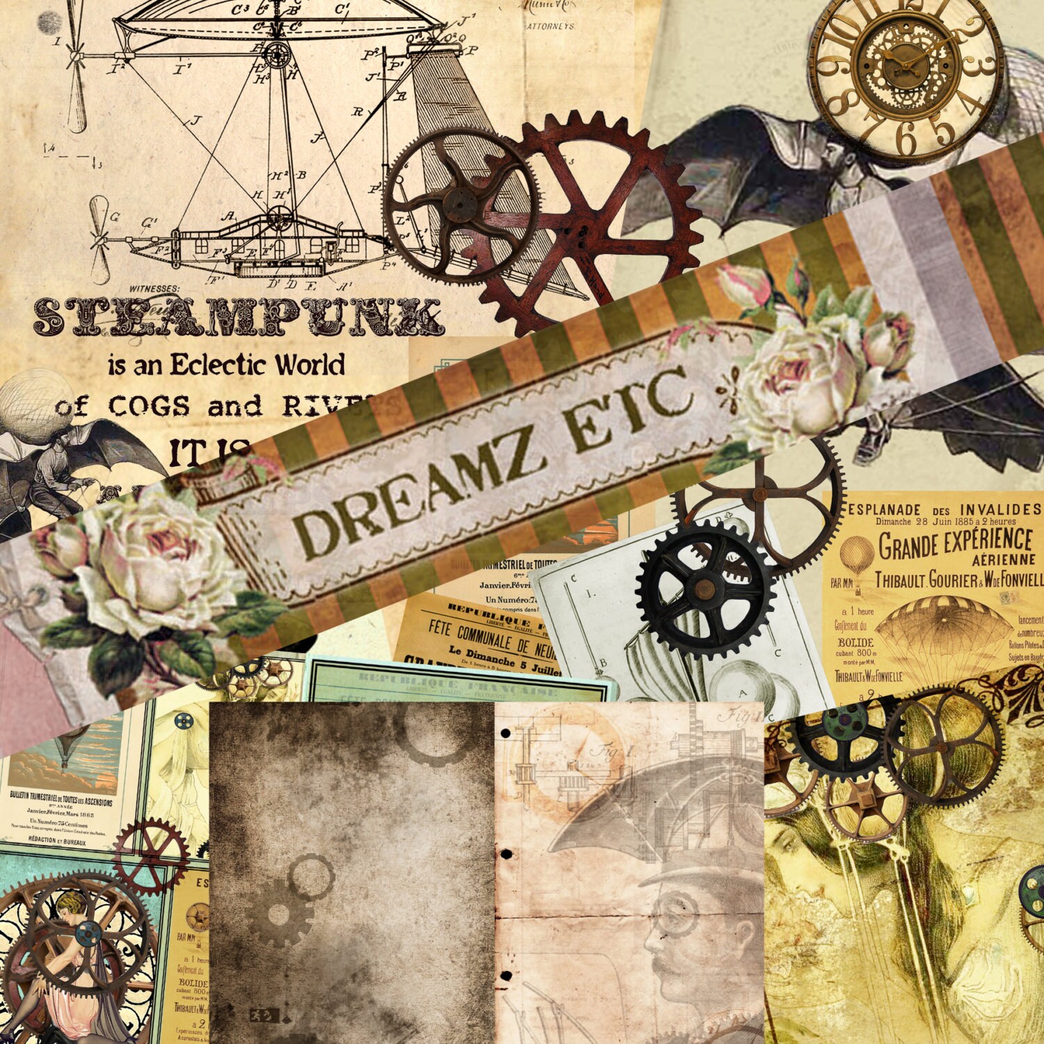 NEW! Digital Kit "STEAMPUNK CHRONICLES Part 2" -  Great for Scrapbooking, Journals, Card Making and Mixed Media Projects
