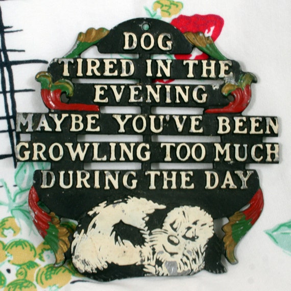 Vintage Black Metal Trivet Funny Sayings by springcreekboutique