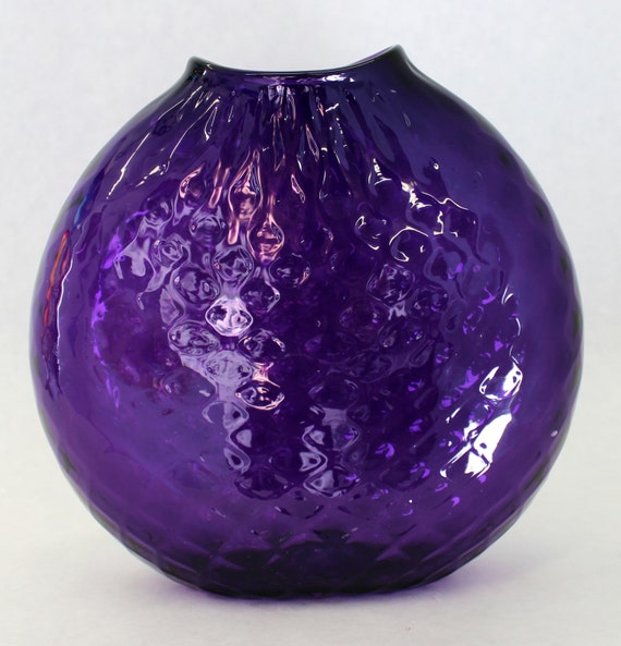 Hand Blown Glass Art Vase Bowl Purple ONEIL 5192 SALE PRICE