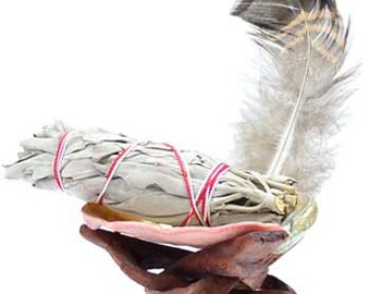 White Sage Smudge Kit, energy clearing, metaphysical crafts, ritual smudging tool