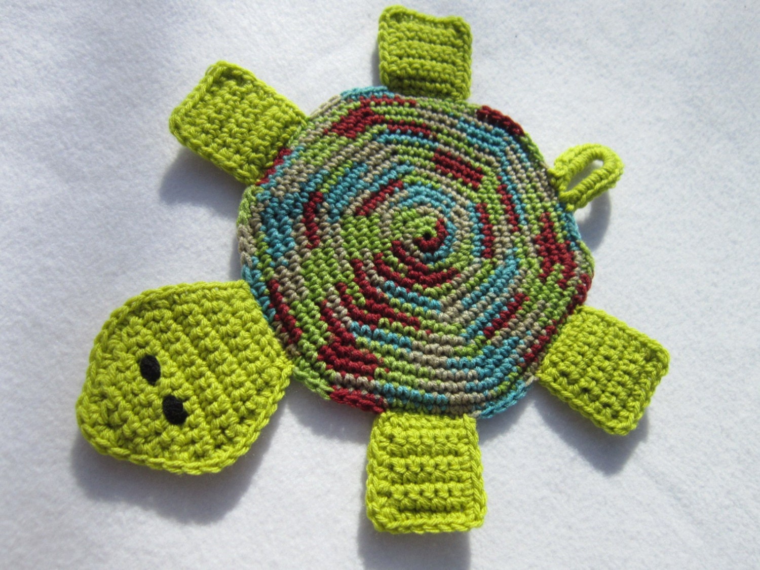 Turtle Hot Pad Crocheted Tortoise Pot Holder in Fun Colors