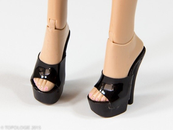black pvc heels