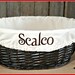 Wicker Basket with Embroidered Liner, Custom Liner, Embroidered Liner, Wicker Basket with Custom Embroidered Liner