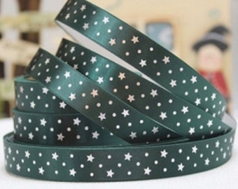 Adhesive Fabric Tape - Silver Star Green (0.6in)