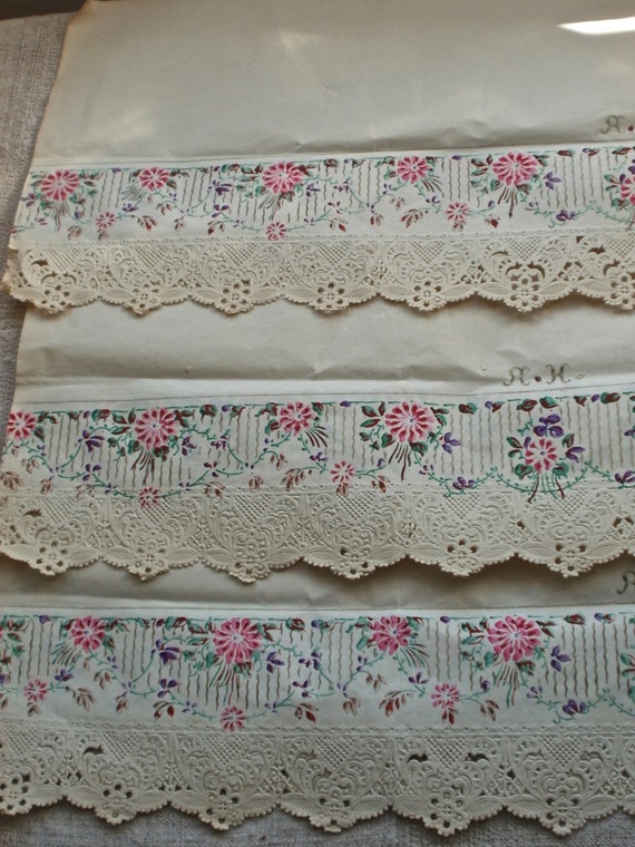 Antique Paper Vintage Shelf Lining Floral Paper French Home