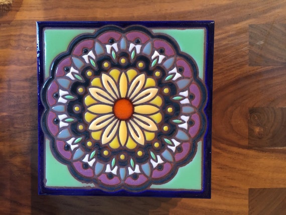 6x6 Mandala Hand Glazed Decorative Art Tile