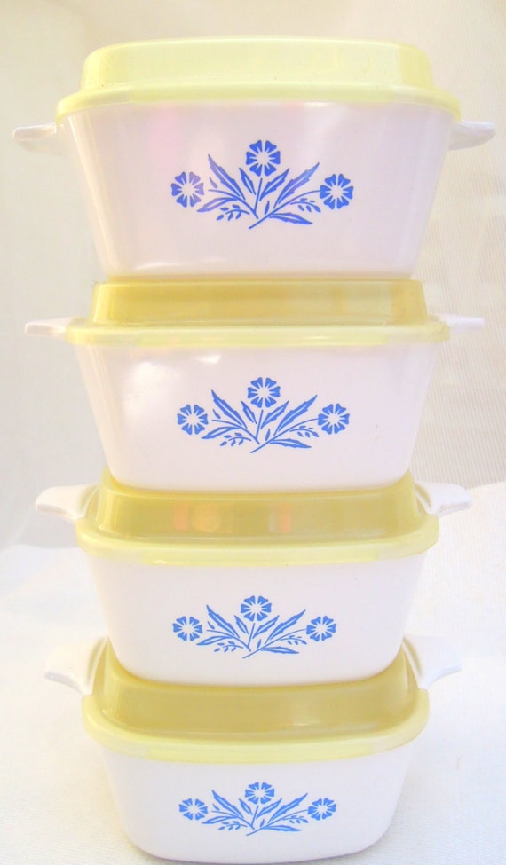 4 vintage pyrex blue cornflower by tessiemay on Etsy