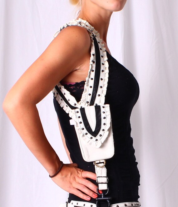 Lace and Leather Ruffled Holster/ Suspender