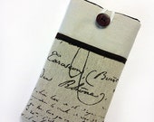 iPhone 5 iphone 4s iPad mini iPad Samsung Galaxy Note s4 iPhone 6 + Natural Cotton French Calligraphy iPhone Sleeve