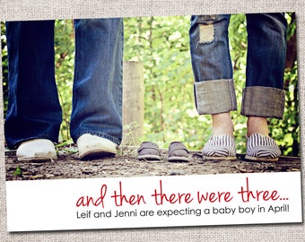 Pregnancy announcement: Printable (And then there were... photo pregnancy announcement card)