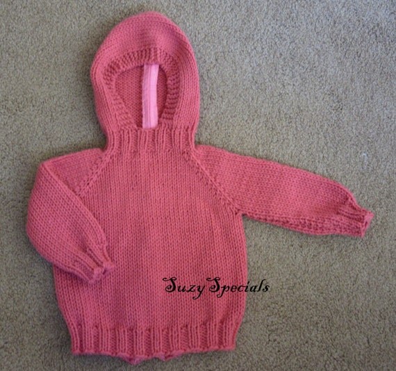 Hooded Knitted Baby Sweater with Back Zipper 6 months