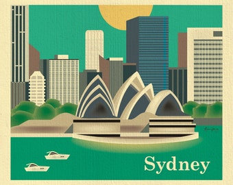 Sydney Skyline Art Print, Sydney Opera House, Sydney Australia Poster, Sydney Australia, vertical wall art, Loose Petals, style E8-O-SYD