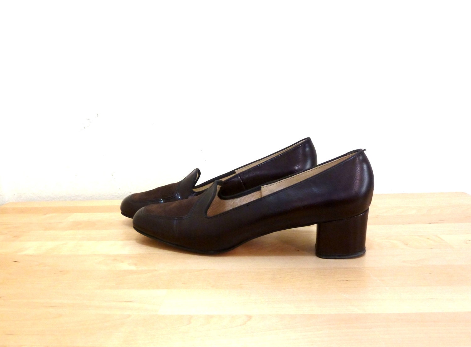 womens brown loafers with heel
