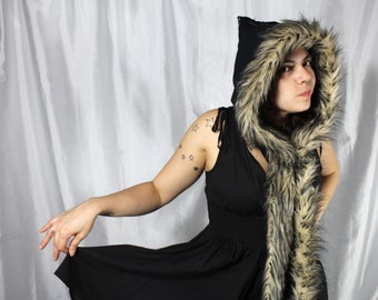 Black Festival Hood// scoodie // pointed hood