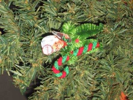 Vintage Style Old Stock Bump Chenille and Cardstock COKE Cola ELF Feather Tree Ornaments