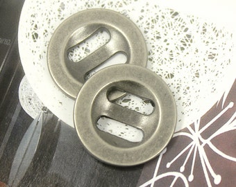 Metal Buttons - Oval Holes Nickel Silver Metal Buttons. 0.79 inch , 10 pcs