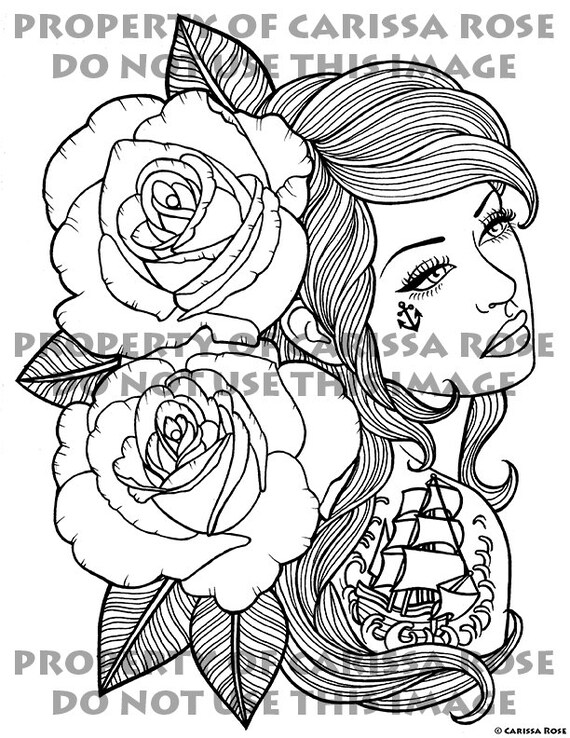 Digital Download Print Your Own Coloring Book Outline Page - Down With The Ship by Carissa Rose
