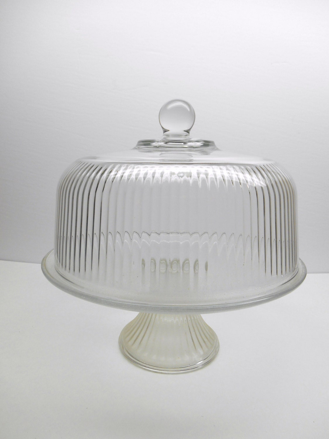 Vintage Glass Cake Stand with Glass Dome