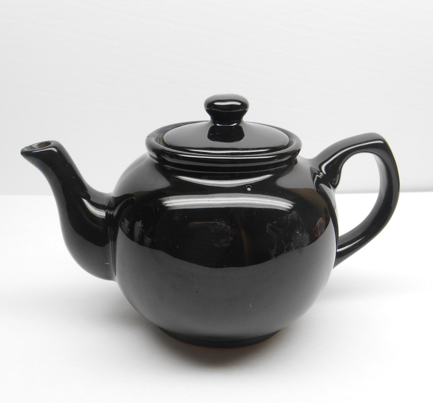 Vintage Black Ceramic Teapot