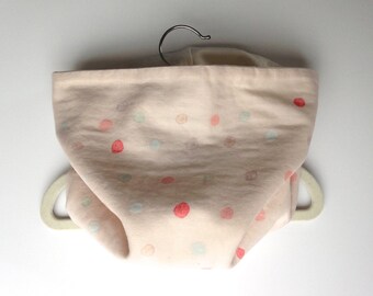 Neck Warmer, Tube Scarf: Light Pink with Dots
