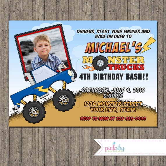 Monster Trucks Birthday Party Invitation Printable